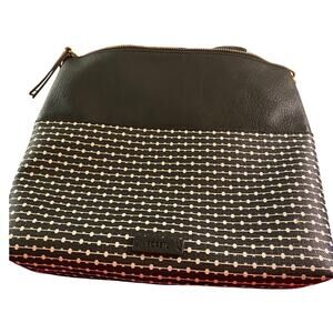 Fossil Black & White Crossbody Purse with Top Zipper